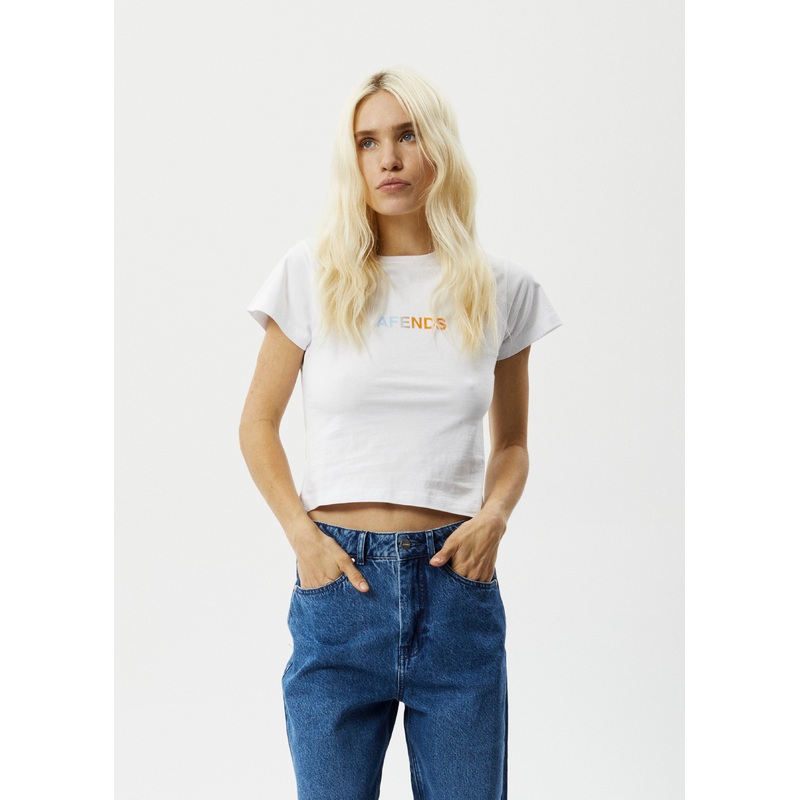 AFENDS Womens World – Baby Tee – White