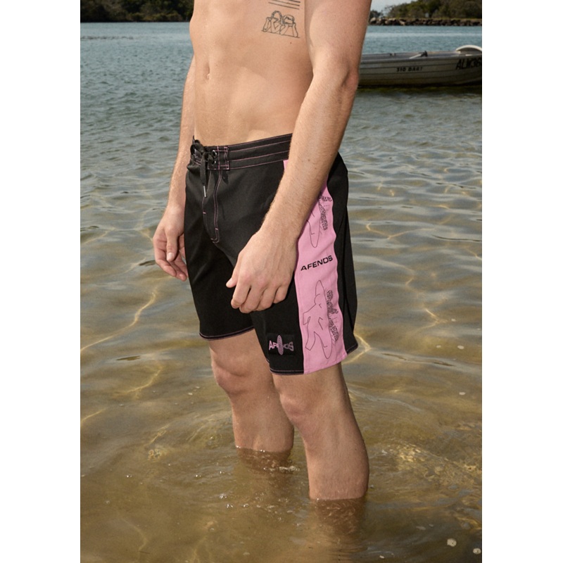AFENDS Mens Altered – Surf Related Boardshort 18 – Black