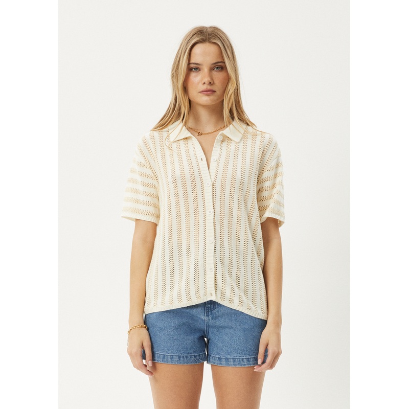 AFENDS Womens Claudia – Knit Shirt – White / Sand