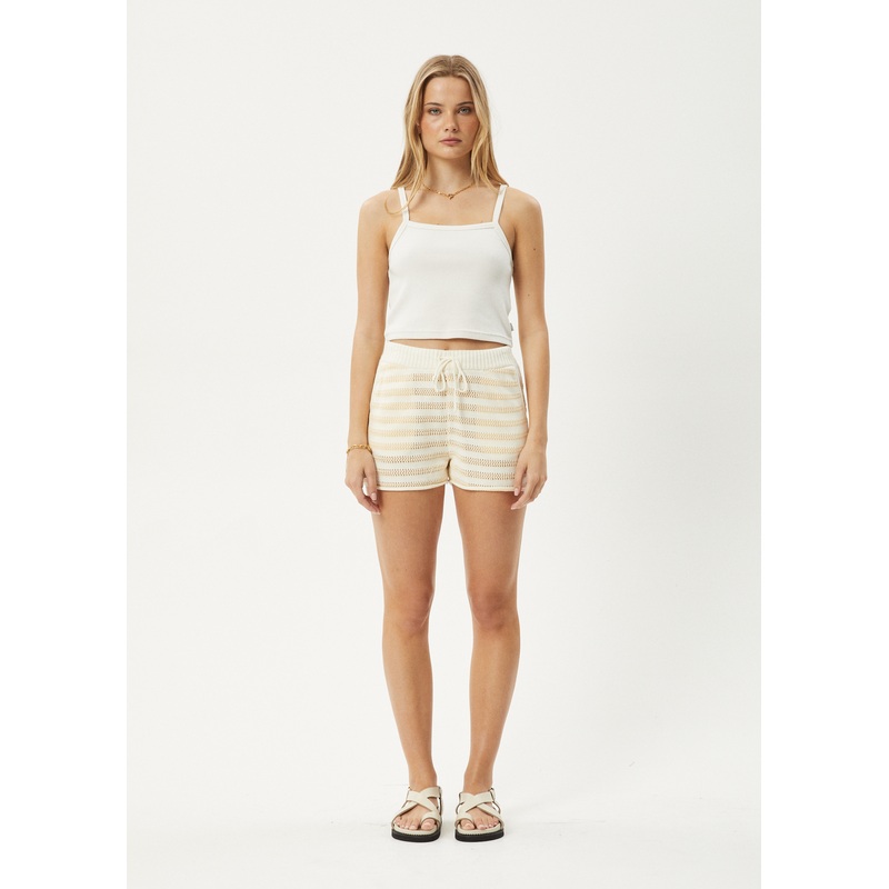 AFENDS Womens Claudia – Knit Short – White / Sand