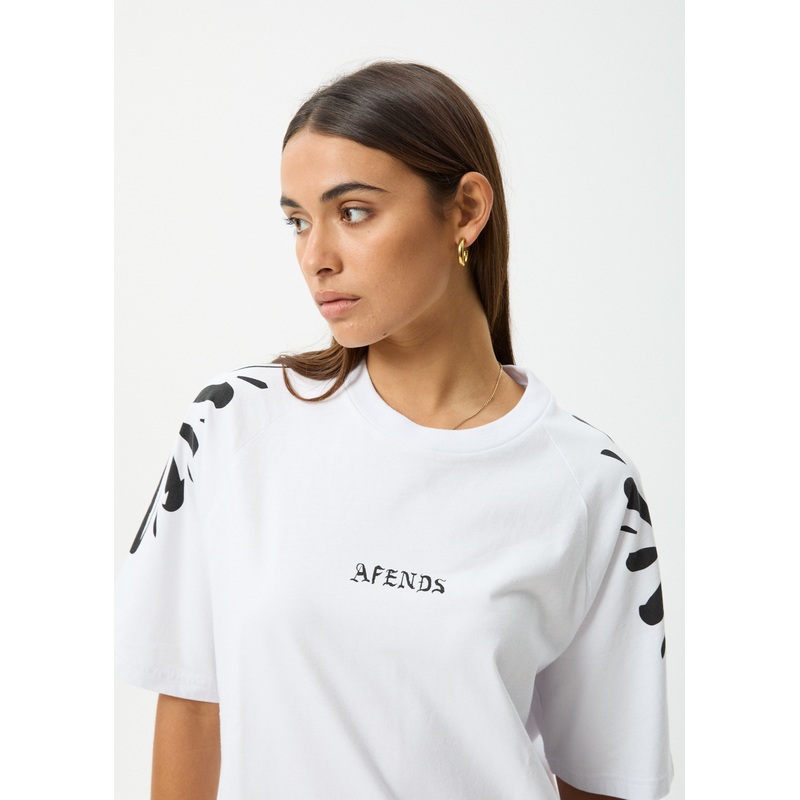 AFENDS Womens Dash – Oversized Raglan Tee – White