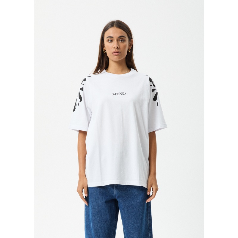AFENDS Womens Dash – Oversized Raglan Tee – White