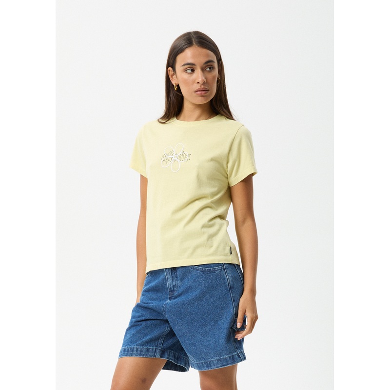 AFENDS Womens Heidi – Regular Tee – Lemongrass