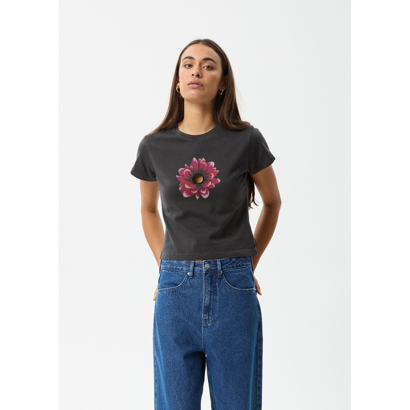 AFENDS Womens Keyhole – Baby Tee – Stone Black