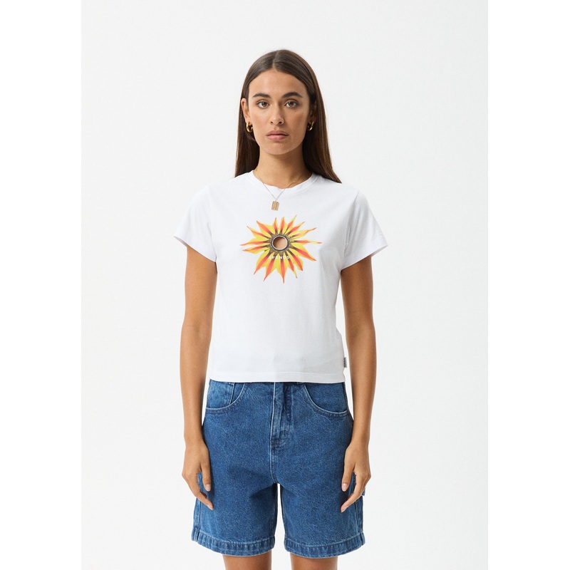 AFENDS Womens Keyhole – Baby Tee – White