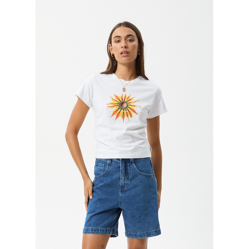 AFENDS Womens Keyhole – Baby Tee – White