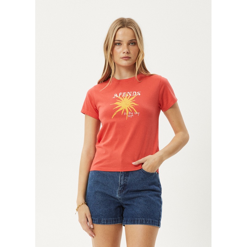 AFENDS Womens Sky High – Regular Tee – Washed Tomato