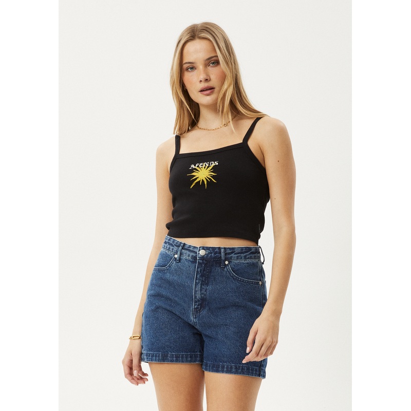 AFENDS Womens Sky High – Rib Singlet – Black