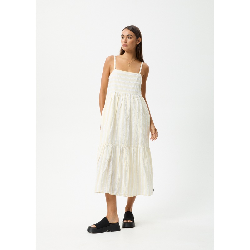 AFENDS Womens Splice – Maxi Dress – White / Lemongrass