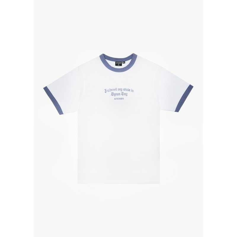 AFENDS Mens Byron Trip – Ringer Tee – White