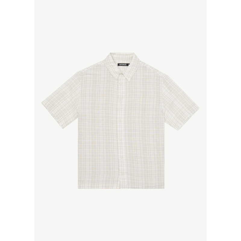 AFENDS Mens Criss Cross – Short Sleeve Shirt – Taupe