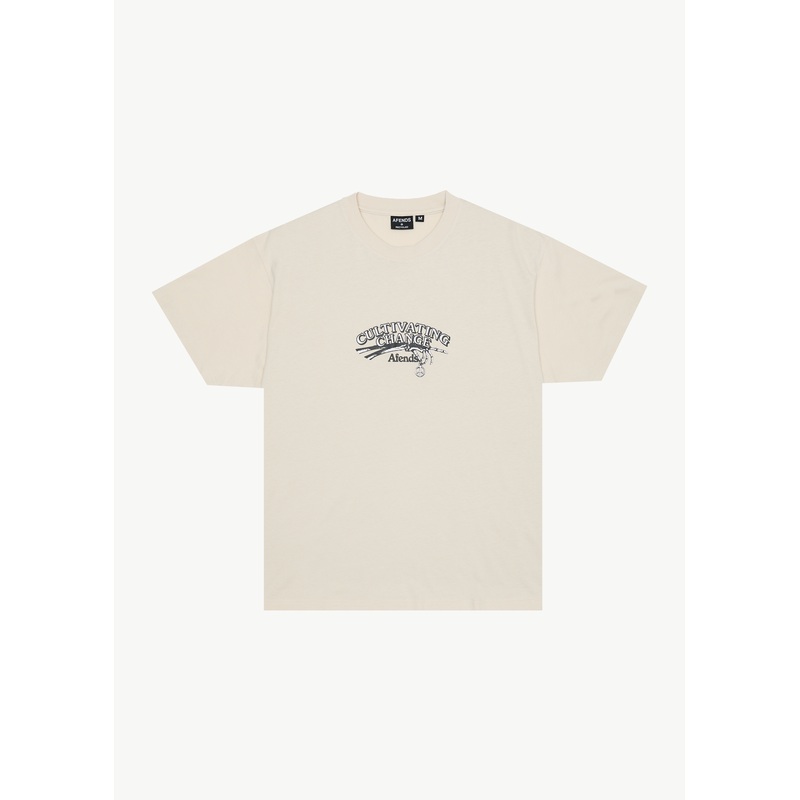 AFENDS Mens Cultivate Me – Boxy Tee – Moonbeam