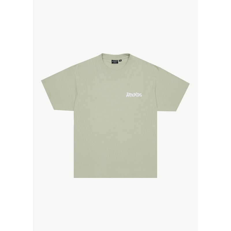AFENDS Mens Destroyer – Boxy Tee – Eucalyptus