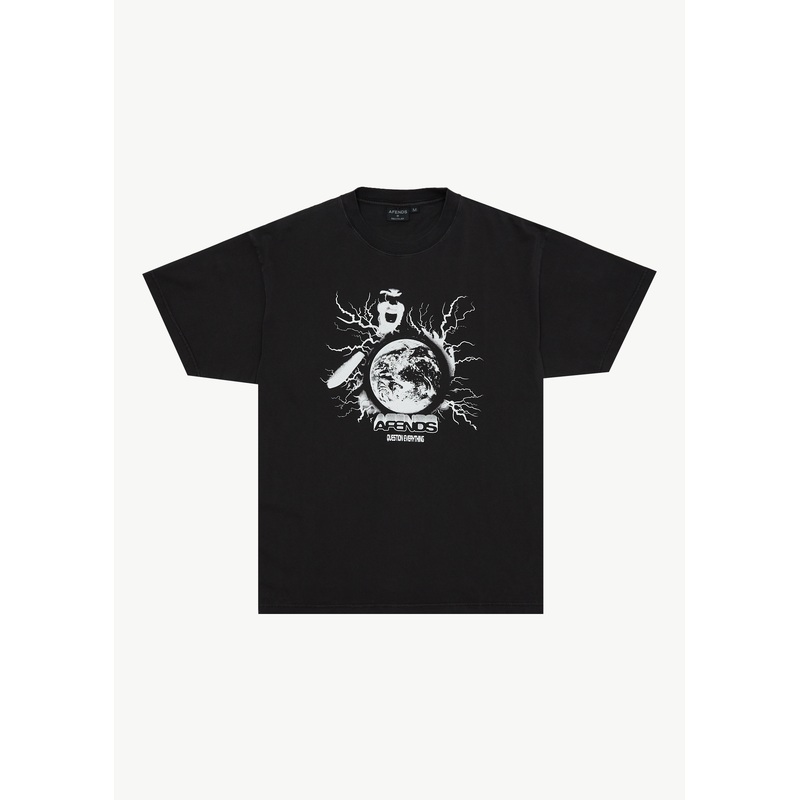 AFENDS Mens Doom Gen – Boxy Tee – Stone Black