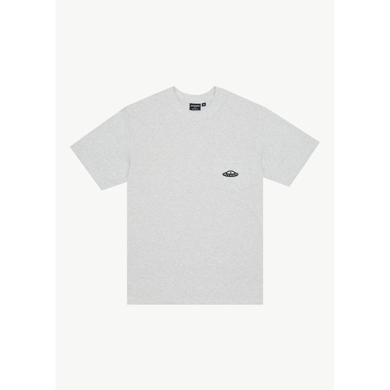 AFENDS Mens Earthling – Heavyweight Boxy Tee – Grey Marle