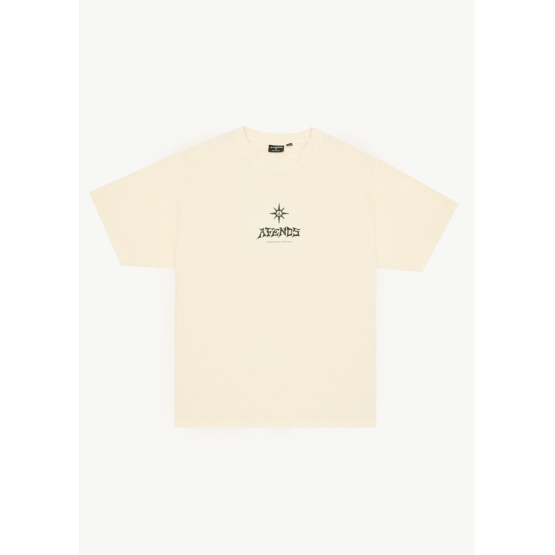 AFENDS Mens Peace Out – Boxy Tee – Sand