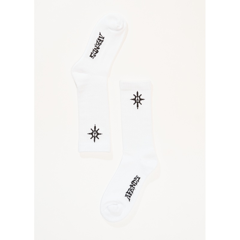 AFENDS Mens Peace Out – Socks One Pack – White