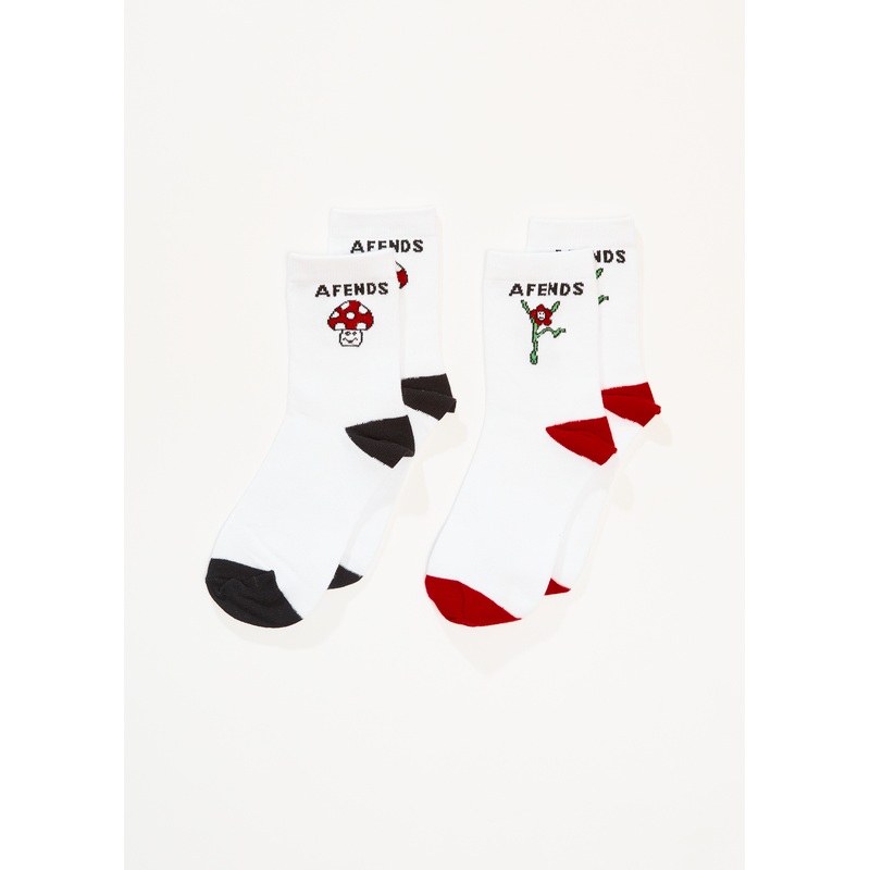AFENDS Womens Garden Fresh – Socks Two Pack – White