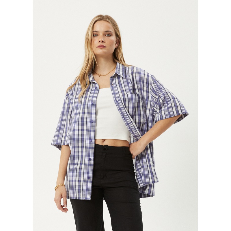 AFENDS Mens Check Out – Short Sleeve Shirt – Marlin