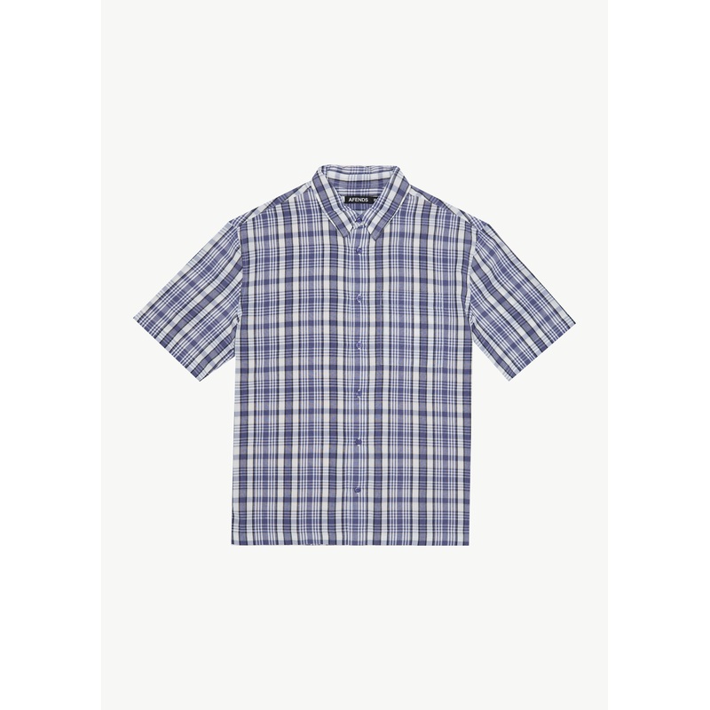 AFENDS Mens Check Out – Short Sleeve Shirt – Marlin