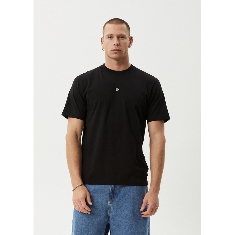 AFENDS Mens Flame – Retro Tee – Dark Olive / Black