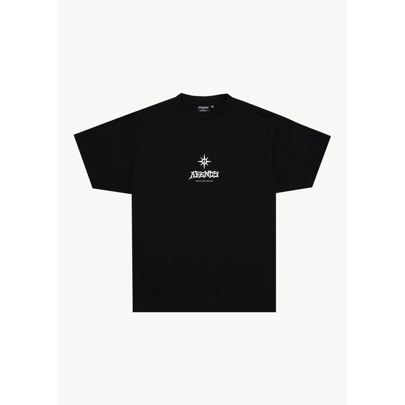 AFENDS Mens Peace Out – Boxy Tee – Black