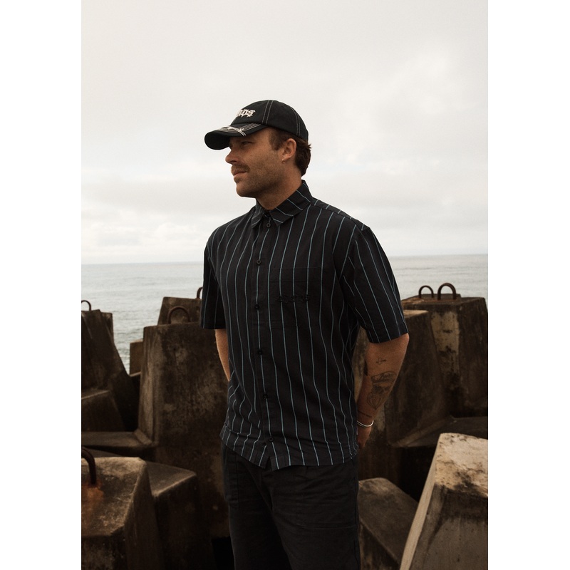 AFENDS Mens Pin Head – Short Sleeve Shirt – Black