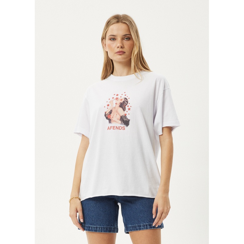 AFENDS Womens Dixie – Oversized Tee – White