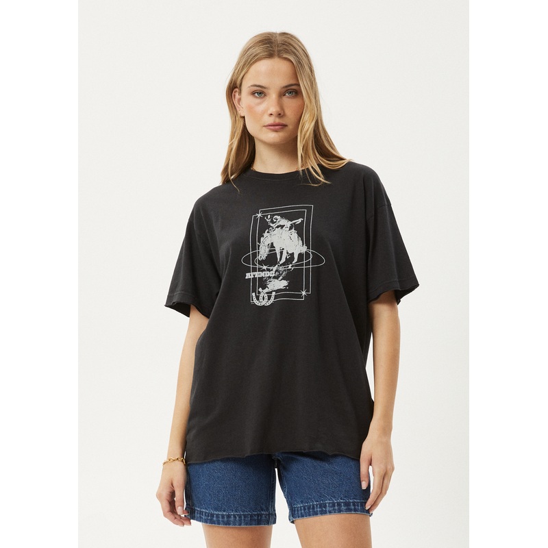 AFENDS Womens Rodeo – Oversized Tee – Stone Black