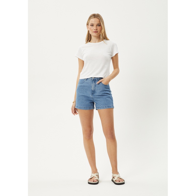 AFENDS Womens Seventy Threes – Denim Short – Stone Blue