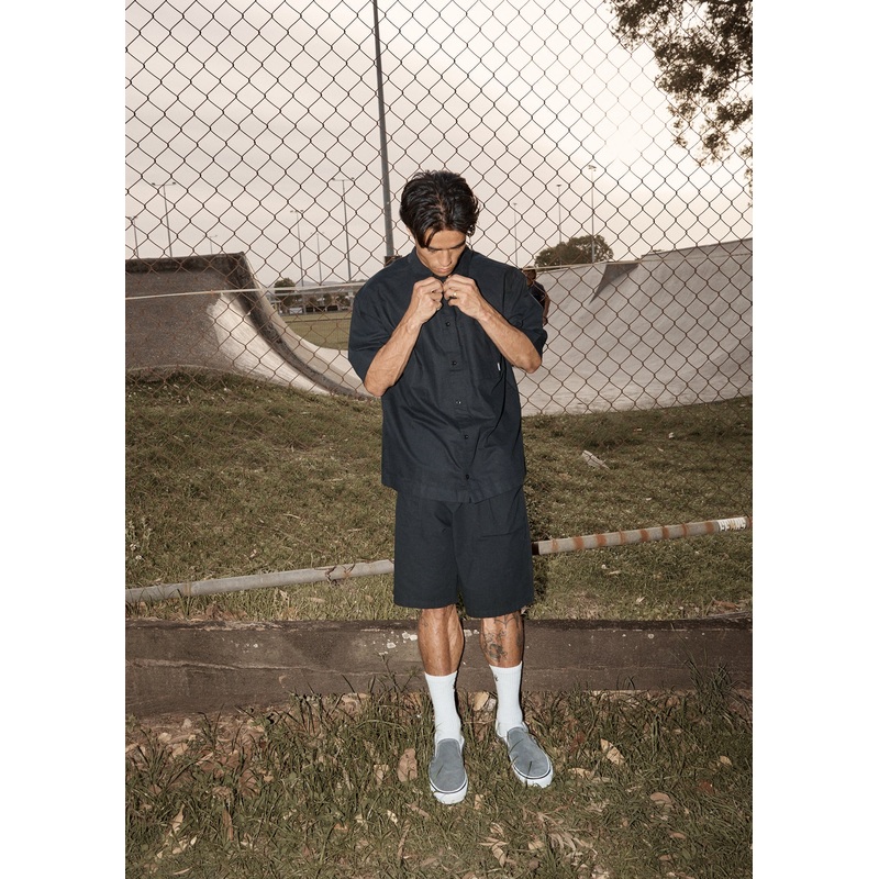 AFENDS Mens Everyday – Short Sleeve Shirt – Black