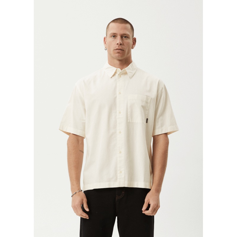 AFENDS Mens Everyday – Short Sleeve Shirt – Off White