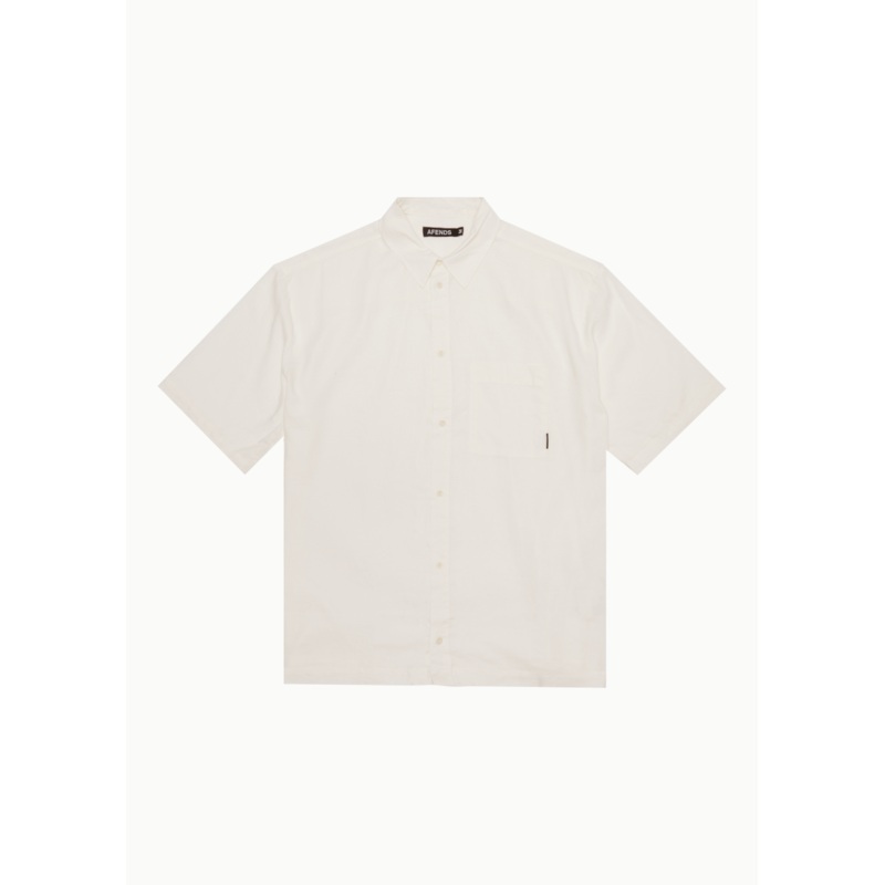 AFENDS Mens Everyday – Short Sleeve Shirt – Off White
