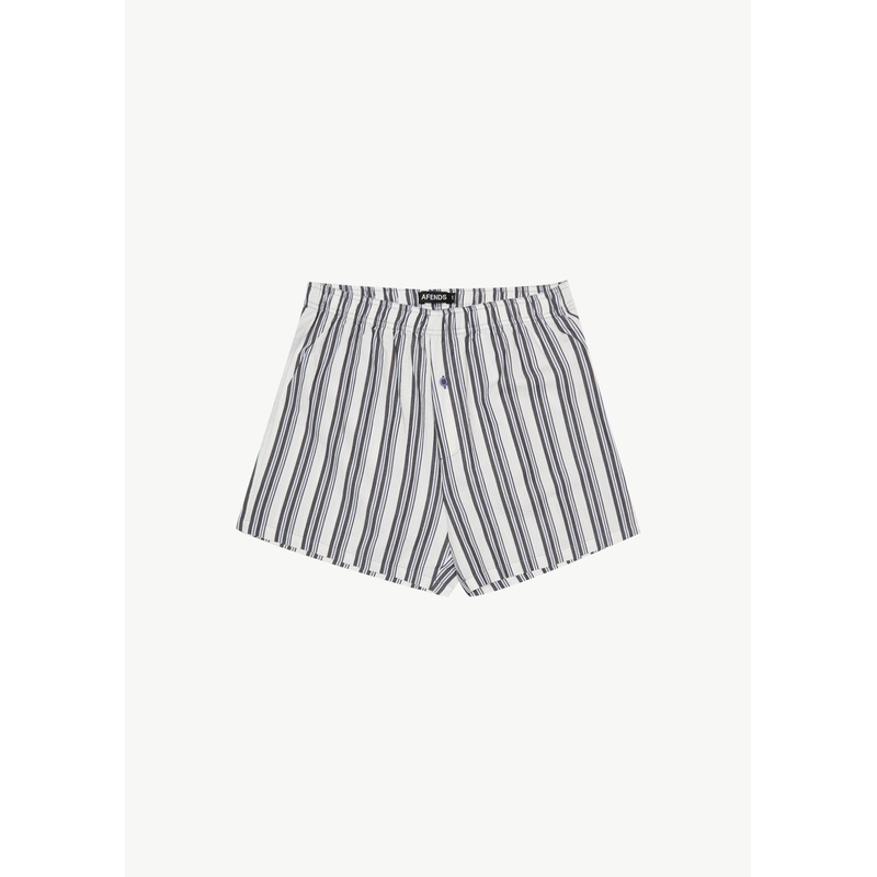 AFENDS Mens Line Up – Boxer Short – White Stripe