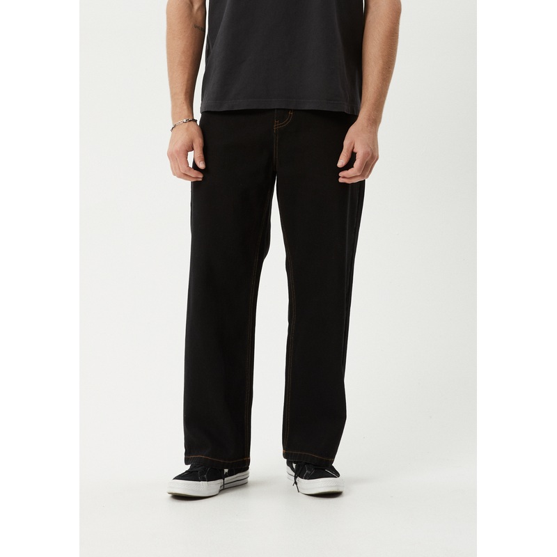 AFENDS Mens Pablo – Denim Baggy Jean – Washed Black