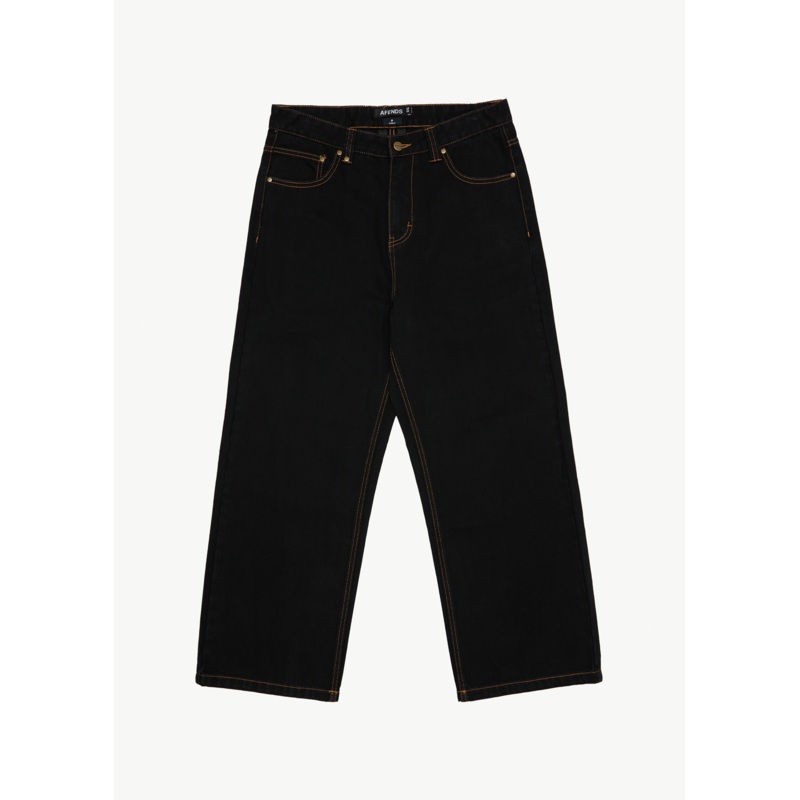 AFENDS Mens Pablo – Denim Baggy Jean – Washed Black
