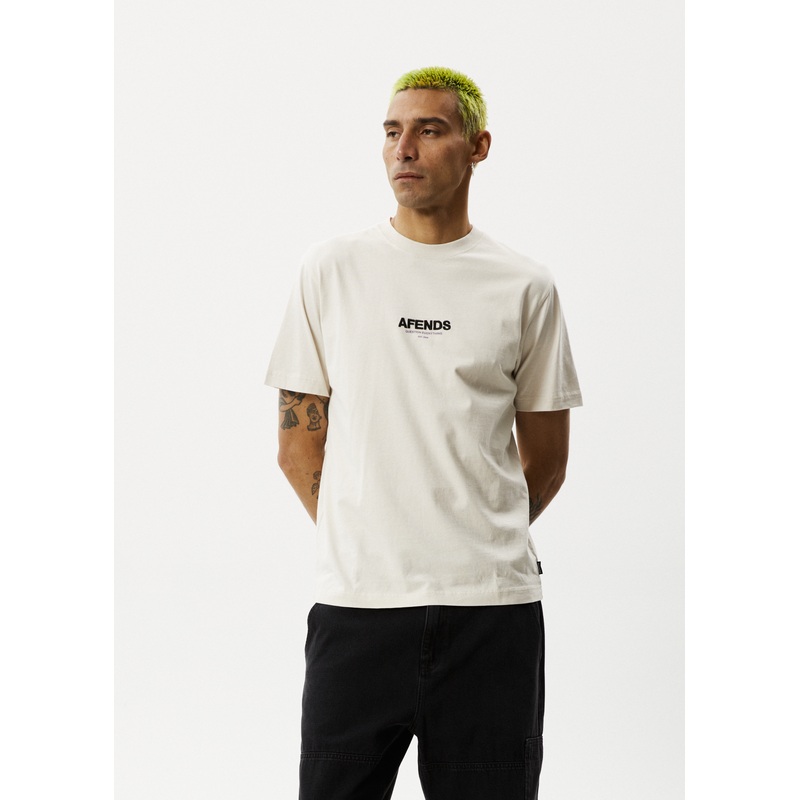AFENDS Mens Vinyl – Retro Tee – Moonbeam