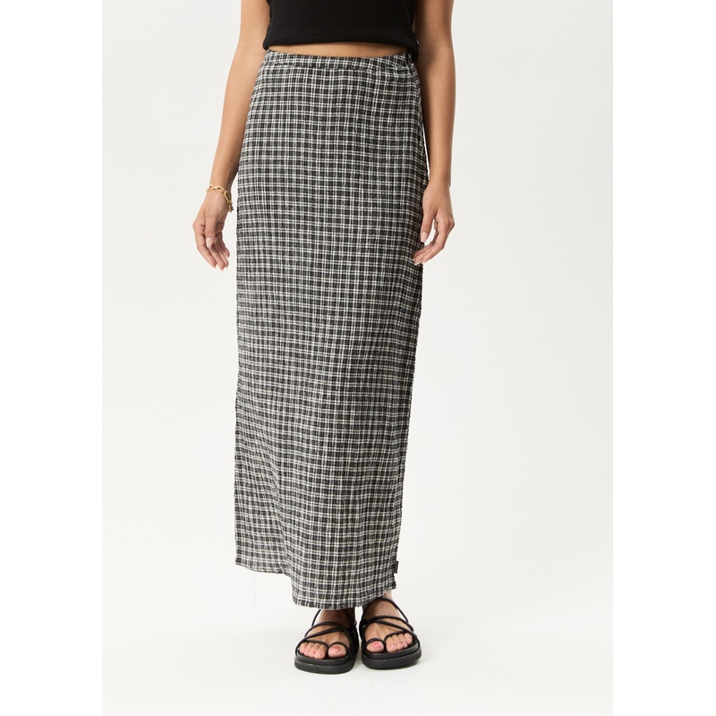 AFENDS Womens Asta Base – Seersucker Skirt – Steel Check