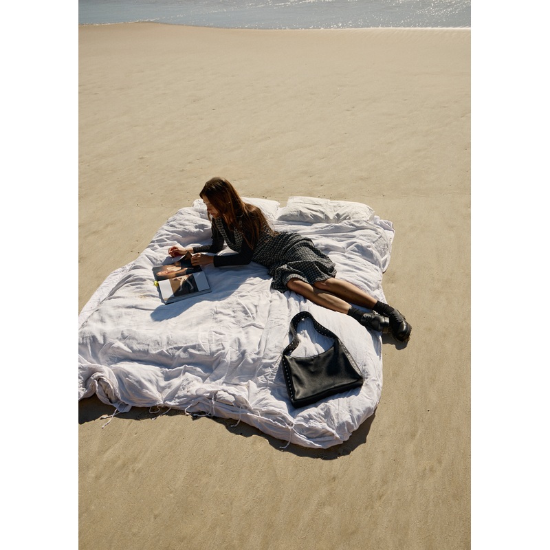 AFENDS Womens Asta – Seersucker Maxi Dress – Steel Check