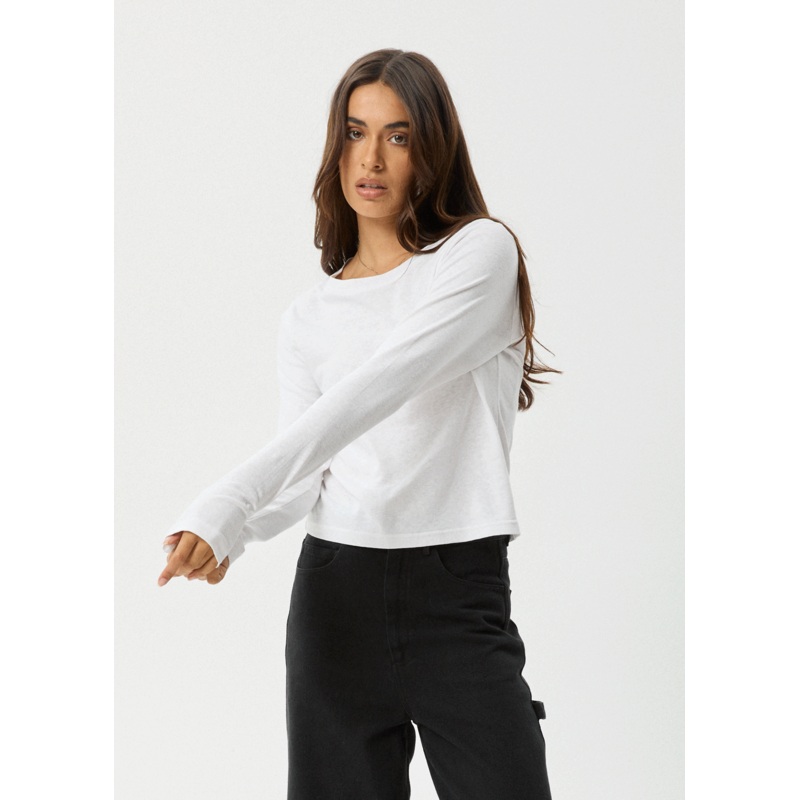 AFENDS Womens Elevate – Long Sleeve Tee – White