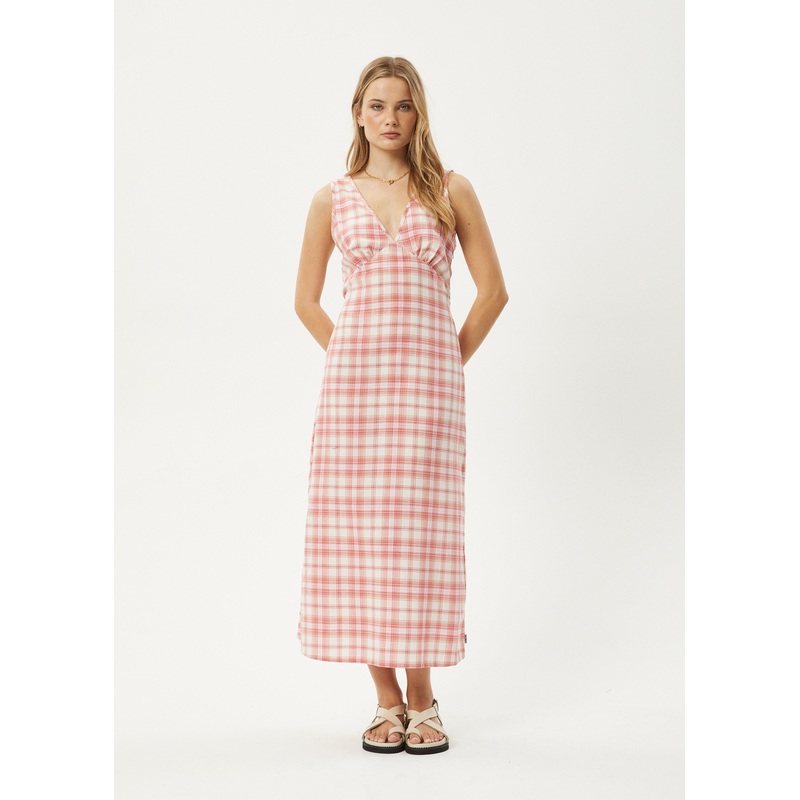 AFENDS Womens Kayla – Check Maxi Dress – Pink Check