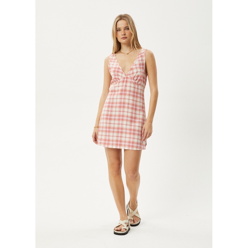 AFENDS Womens Kayla – Check Mini Dress – Pink Check