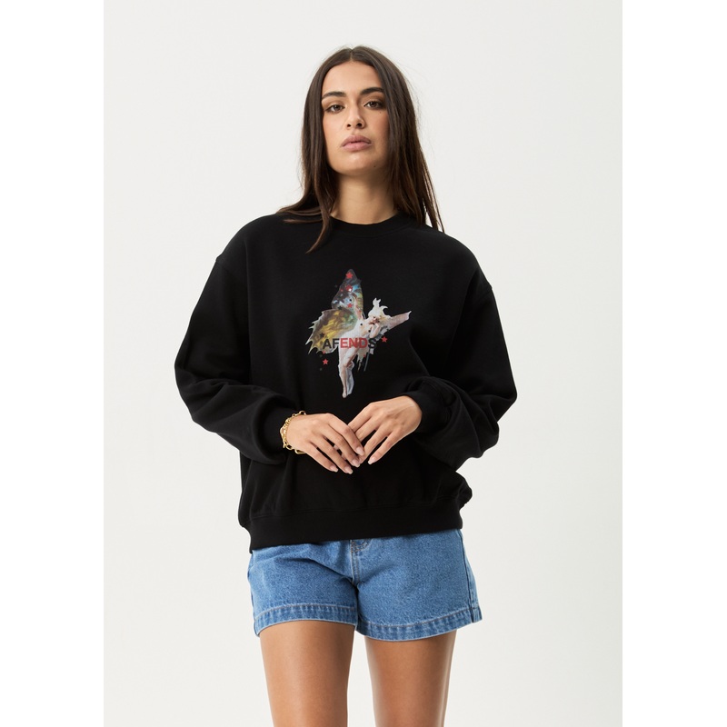 AFENDS Womens Pixie – Crew Neck Jumper – Black