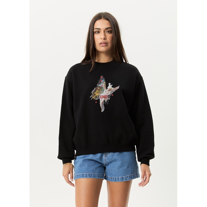 AFENDS Womens Pixie – Crew Neck Jumper – Black