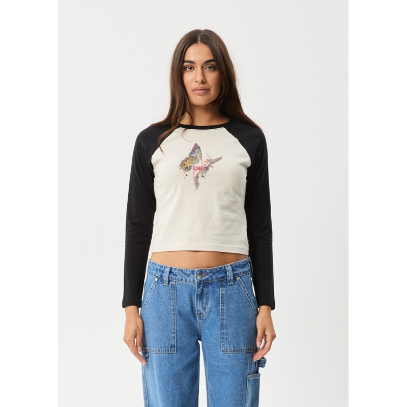 AFENDS Womens Pixie –  Long Sleeve Tee – Moonbeam