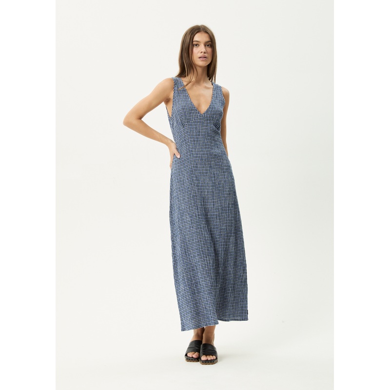 AFENDS Womens Shipwreck – Seersucker Maxi Dress – Marlin
