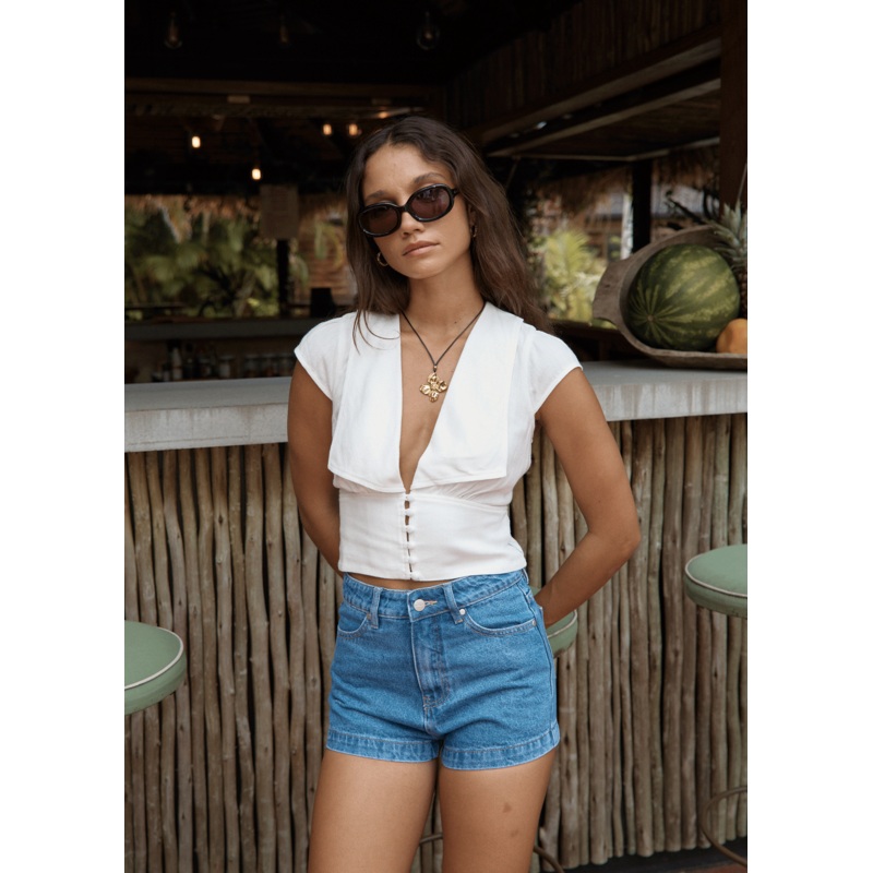 AFENDS Womens Twila – Button Up Top – White