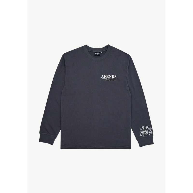 AFENDS Mens Cosmic – Long Sleeve Tee – Charcoal