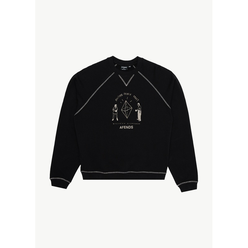 AFENDS Mens Dance Party – Crew Neck Jumper – Black