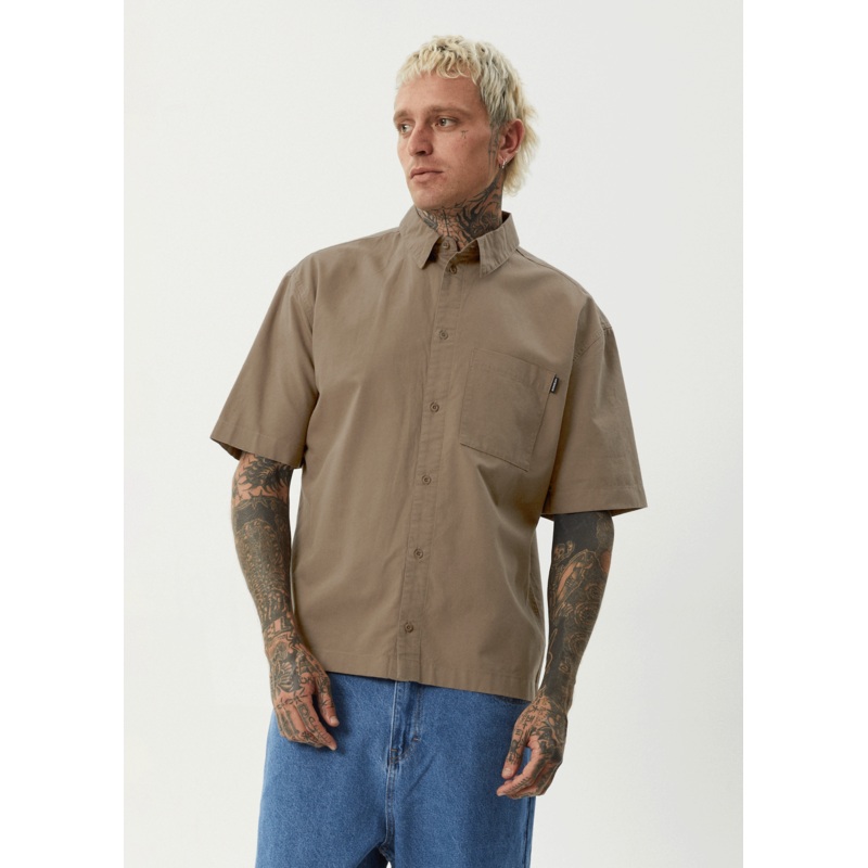 AFENDS Mens Everyday – Short Sleeve Shirt – Fossil